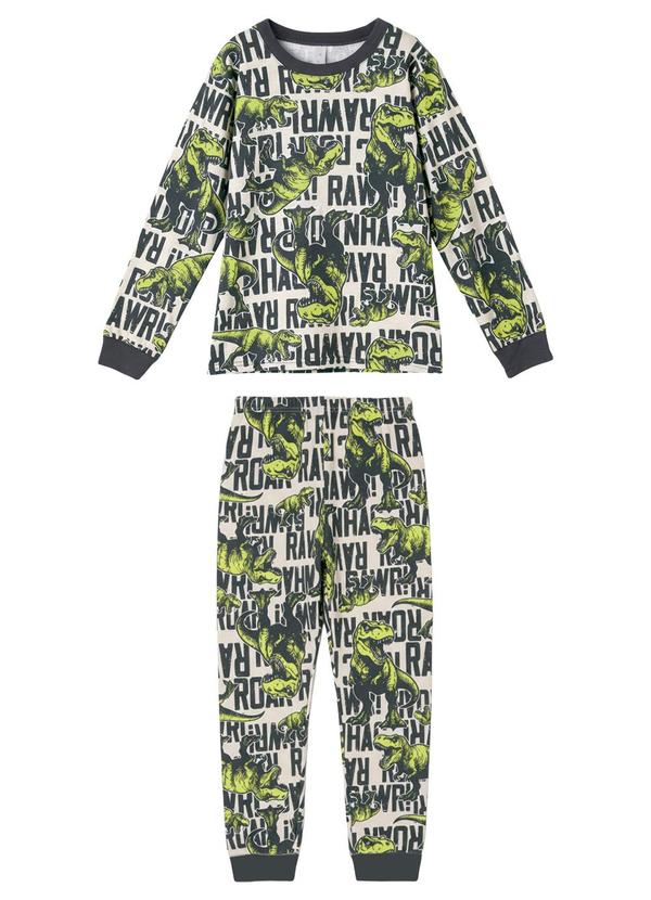 Pijama Roar Dino Brilha no Escuro Cinza Escuro