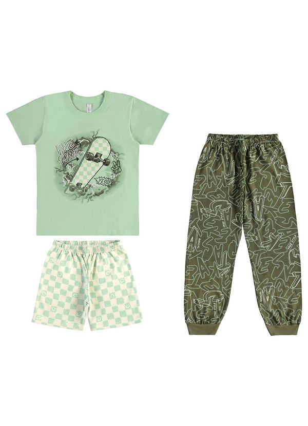 Vista 2 Pijama Skatista que Brilha no Escuro Verde Menta Malwee Kids Malwee Kids