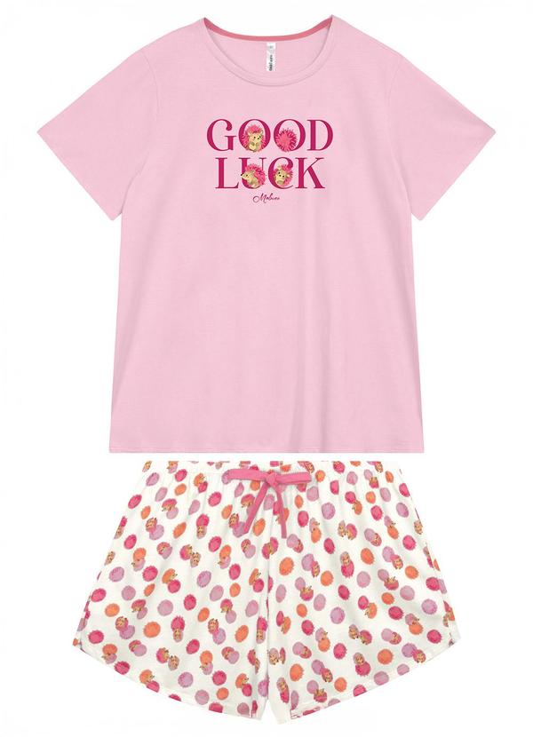 Pijama Curto Good Luck Rosa Claro