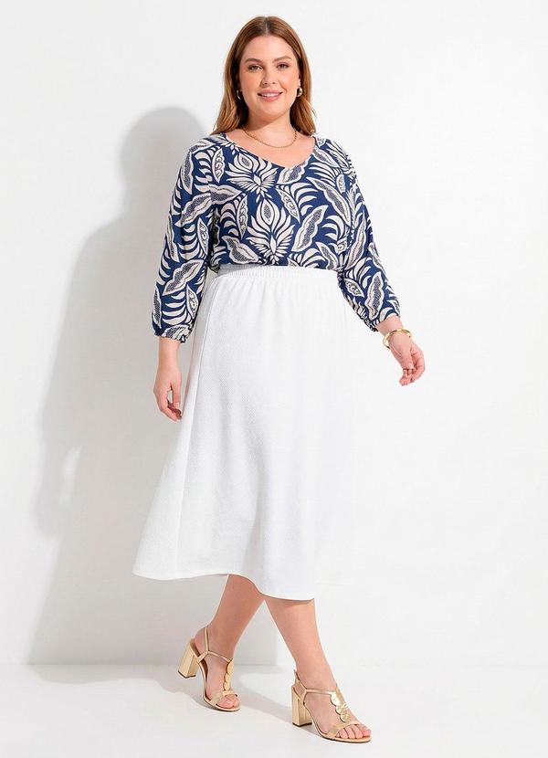 Blusa Folhagem Azul Viscose com Elastano