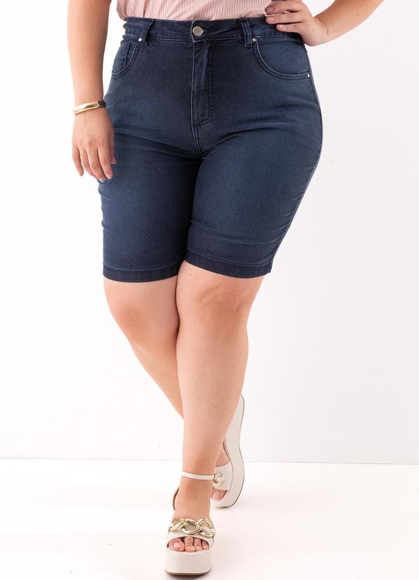Bermuda Jeans Azul Escuro com Elastano