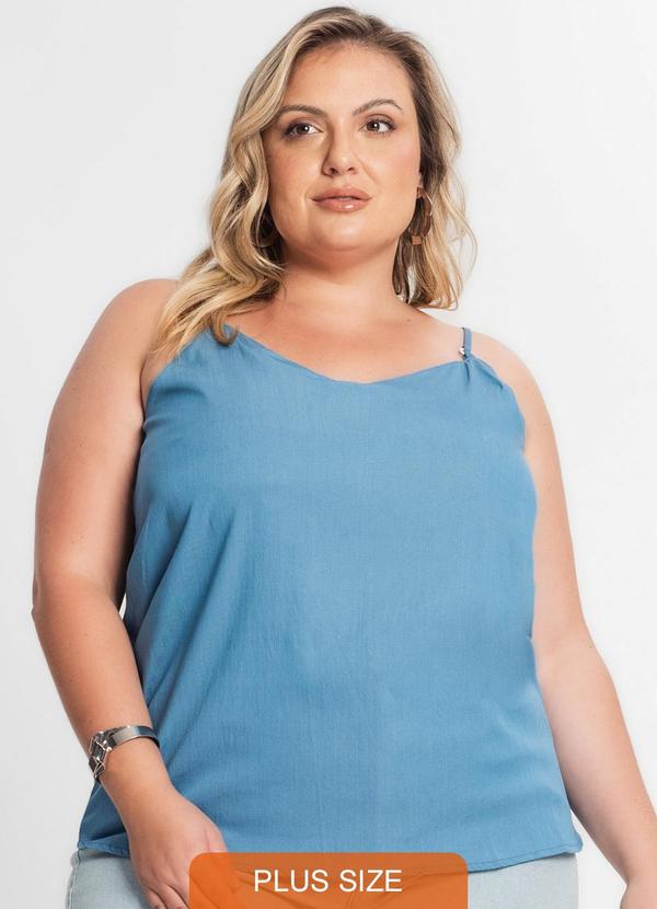 Blusa de Alça Feminina Plus Size Azul