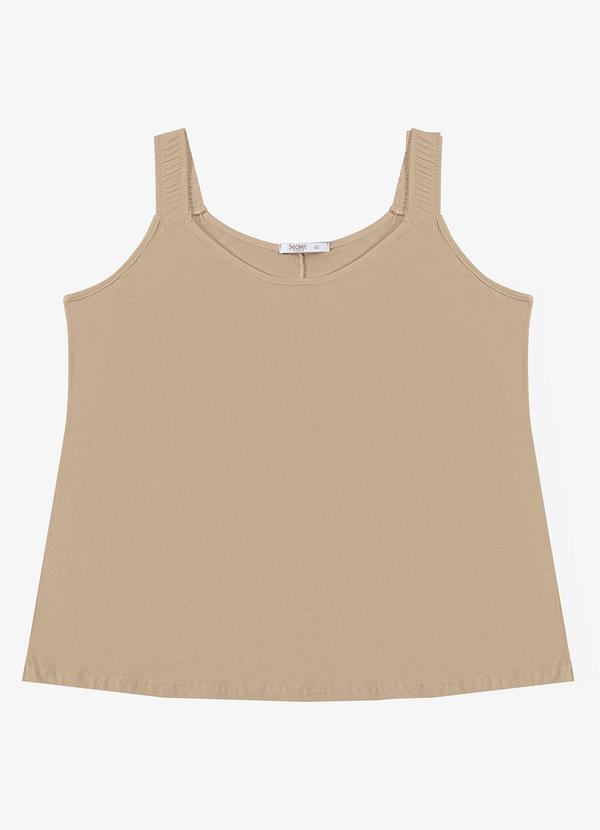 Blusa de Alça Feminina Plus Size Bege