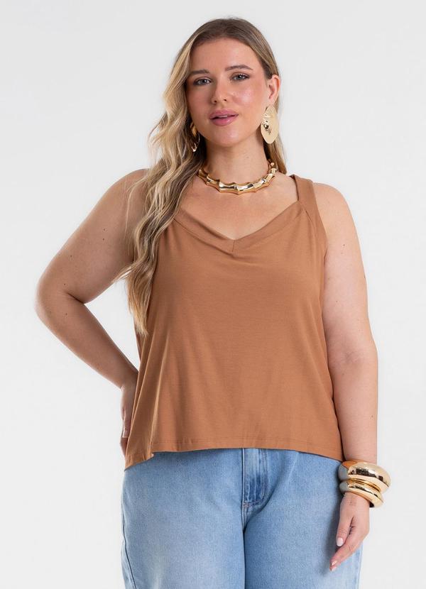 Blusa de Alça Feminina Plus Size Marrom