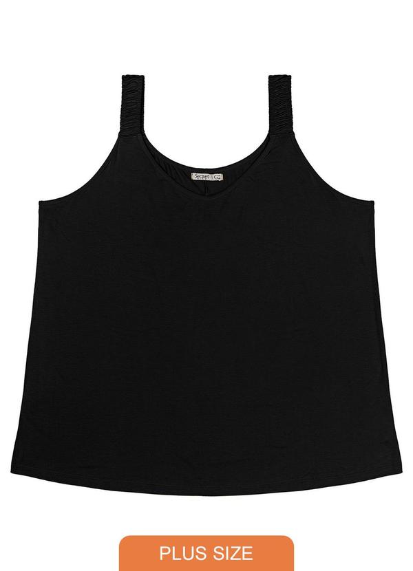 Blusa de Alças Feminina Plus Size Preto