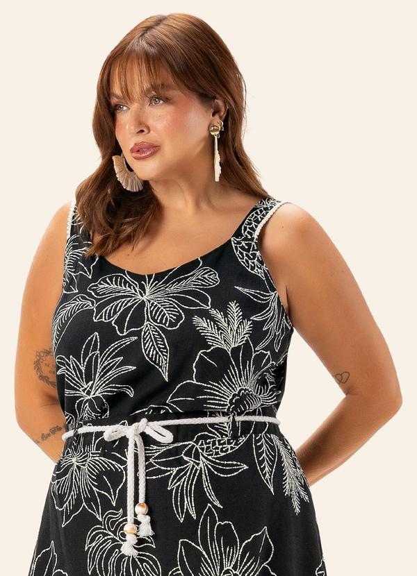 Blusa Feminina Plus de Alça Decote V Preto