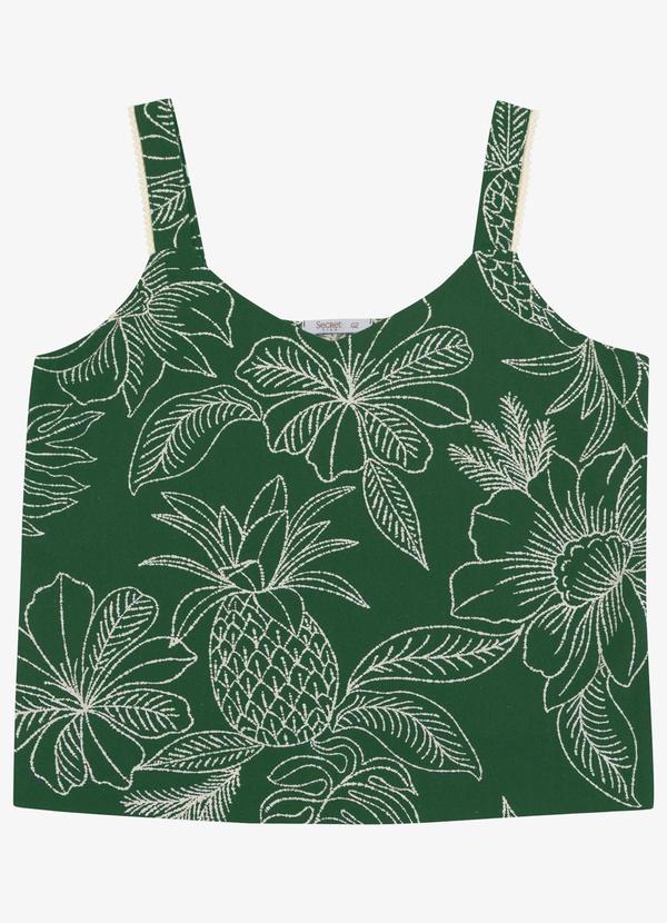 Blusa Feminina Plus de Alça Decote V Verde