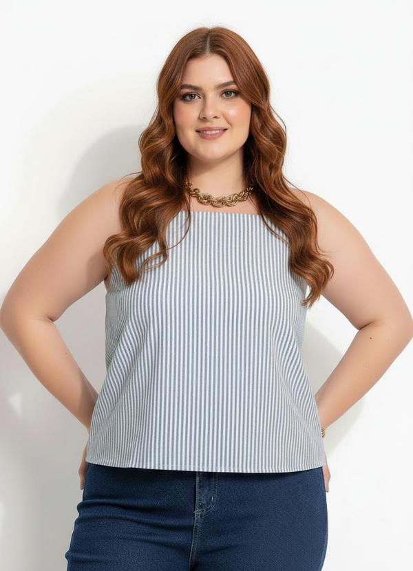 Blusa Listrado Azul em Tecido Plano Sustentável