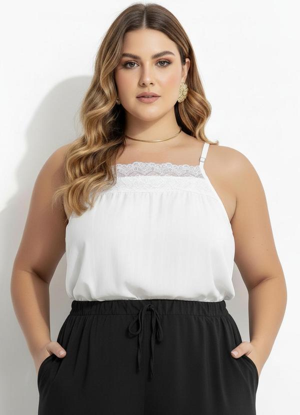 Blusa Off White em Viscose Plana