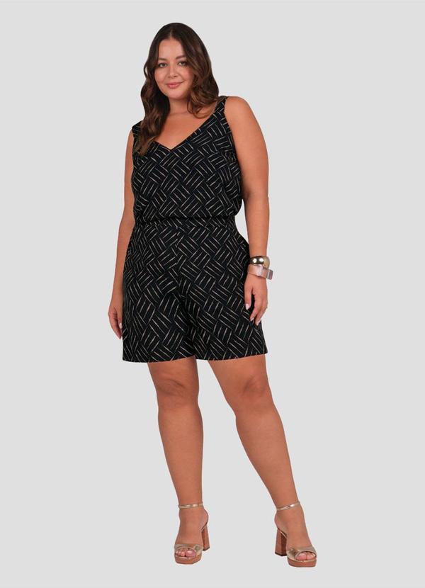 Blusa Plus Size em Viscose Estampada Preto