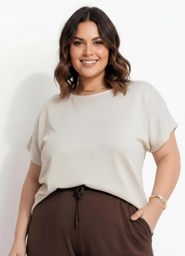 Blusa Bege em Malha Lurex com Brilho