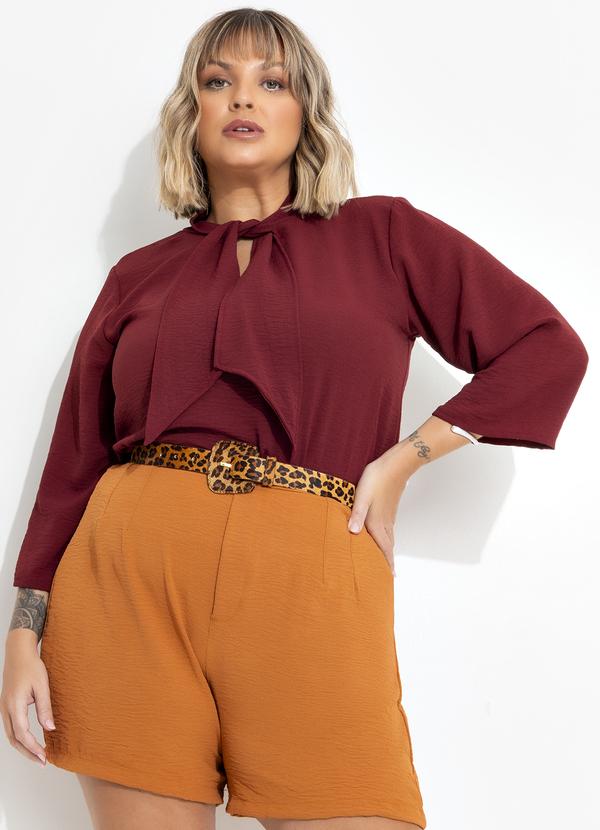 Blusa Bordô em Crepe Plano