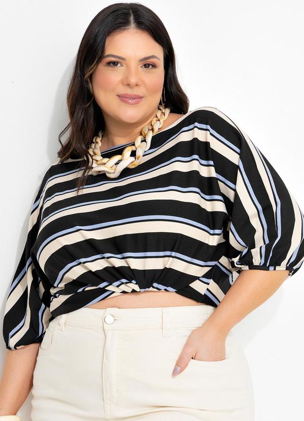 Blusa Listrada em Malha de Viscose
