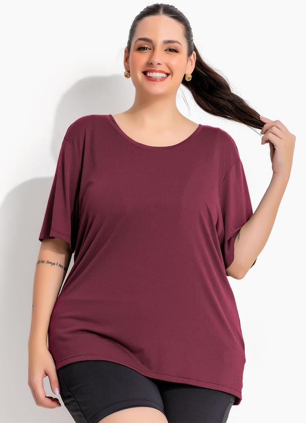 Blusa Alongada Vermelho Bordô em Malha Dry Fit