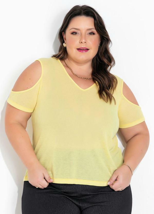 Vista 2 Blusa Amarela com Ombros Vazados Plus Seze Marguerite Marguerite