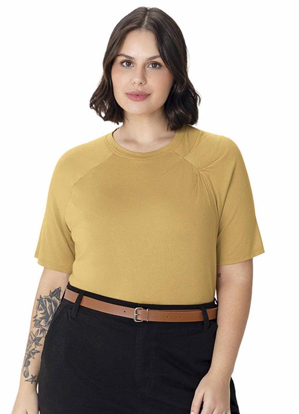 Blusa Ampla com Pregas Plus Amarelo
