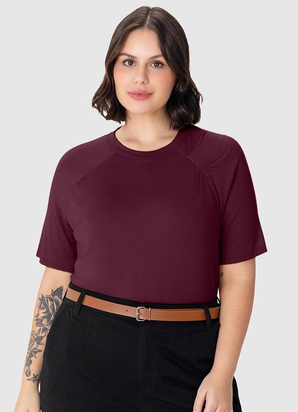 Blusa Ampla com Pregas Plus Bordô