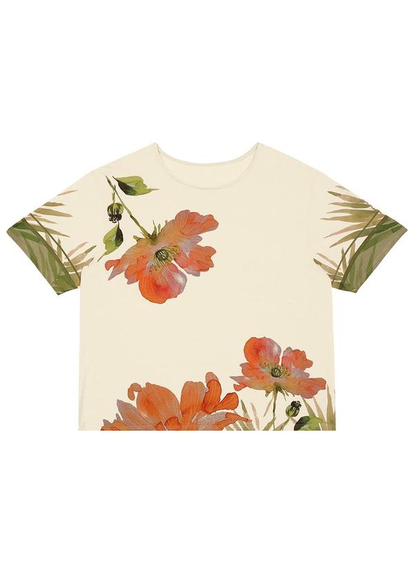 Blusa Ampla Floral Plus Off White