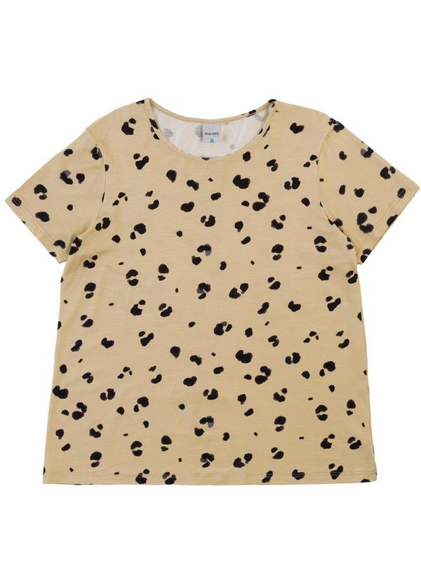 Blusa Animal Print em Malha Viscose PlusBege