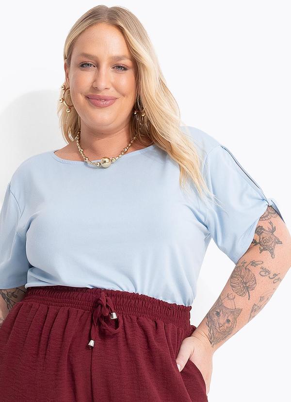 Blusa Azul Bebê em Malha Suede Macia