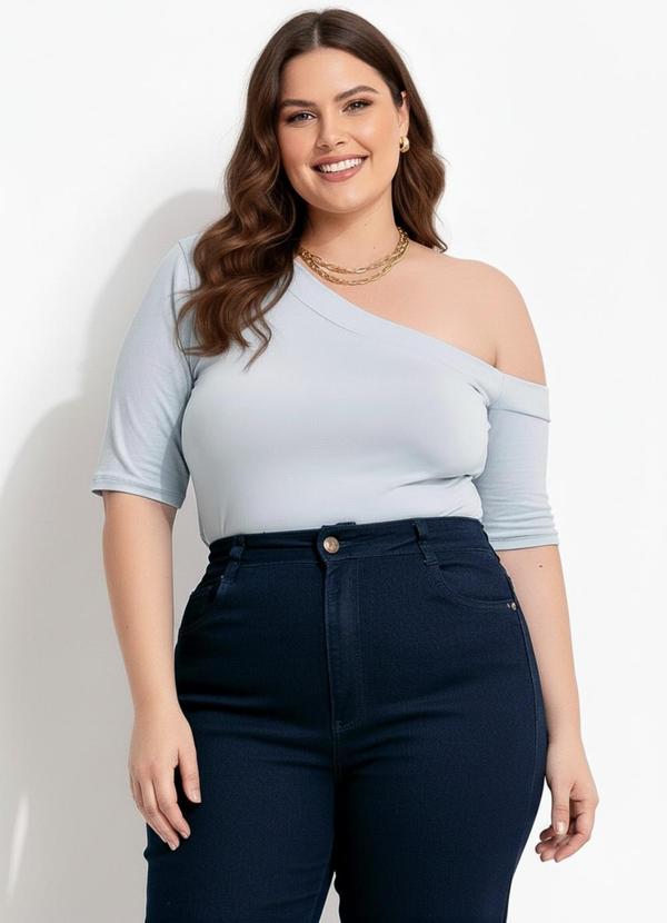 Blusa Azul Claro em Malha Suede