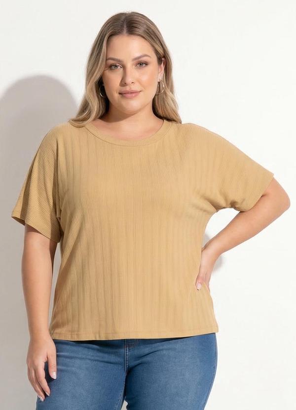 Blusa Bege em Malha Canelada Modal