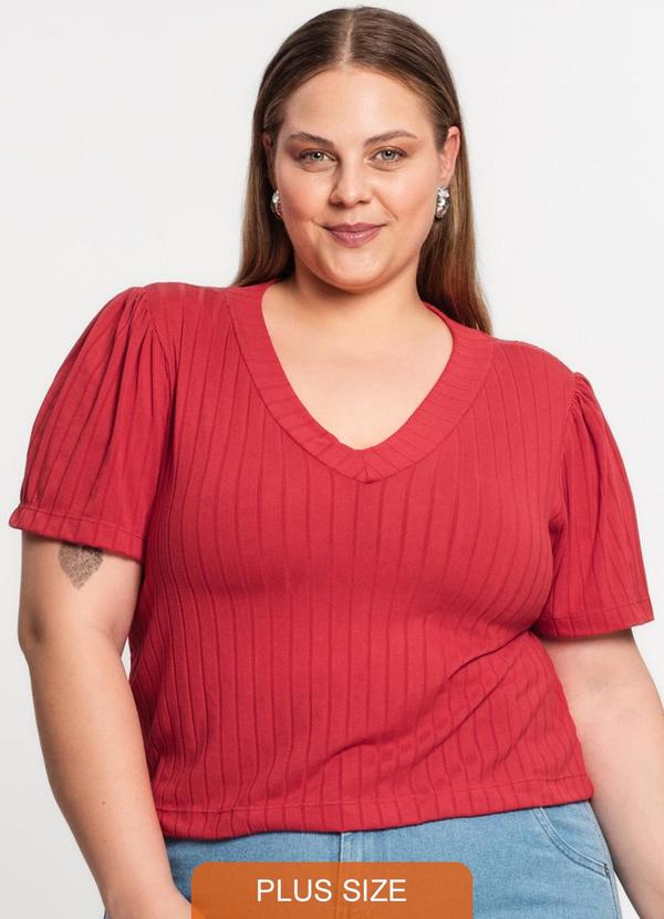 Blusa Canelada Plus Infinita Cor Vermelho