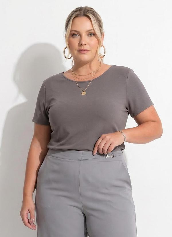 Blusa Cinza em Malha Crepe Encorpada