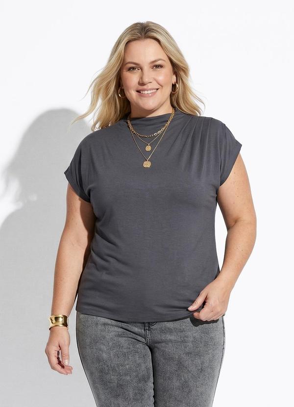 Blusa Cinza em Malha de Viscose