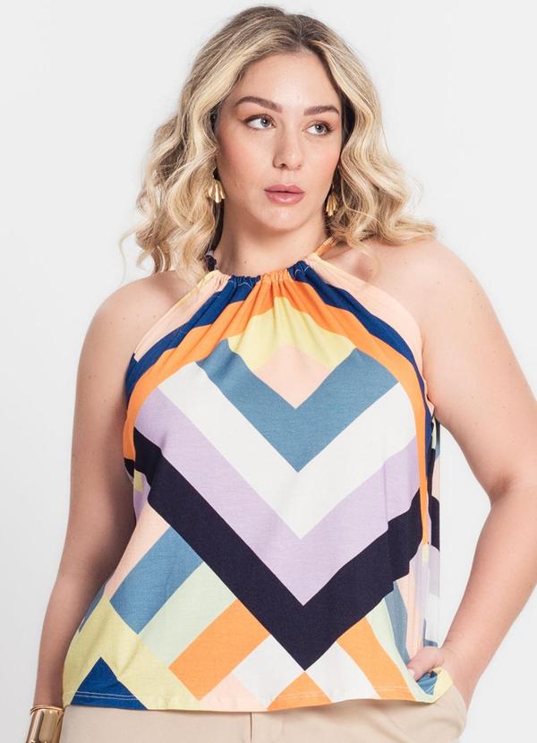 Blusa de Alça Plus Size Laranja