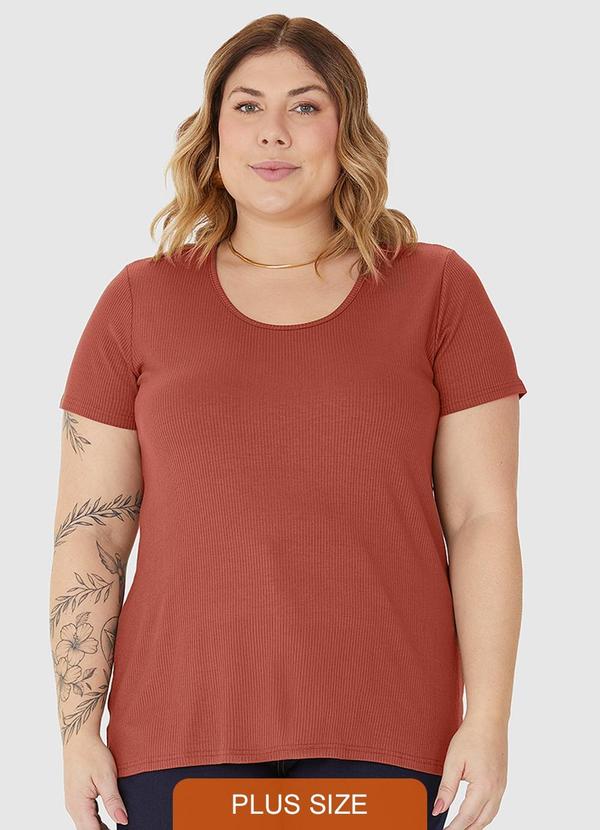 Blusa Decote Redondo em Malha Viscose Marrom