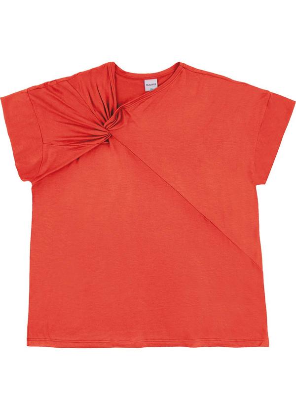 Blusa em Viscolinho com Torção Laranja Escuro