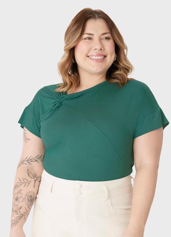 Blusa em Viscolinho com Torção PlusVerde