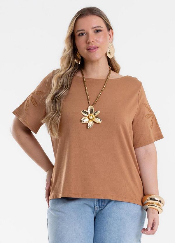 Blusa Feminina com Bordado Marrom