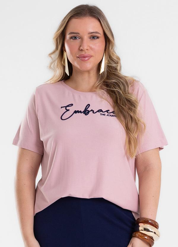 Blusa Feminina com Bordado Rosa