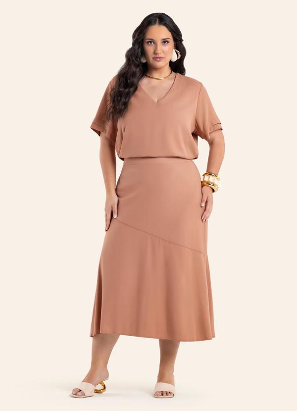Blusa Feminina Decote V Viscose Marrom