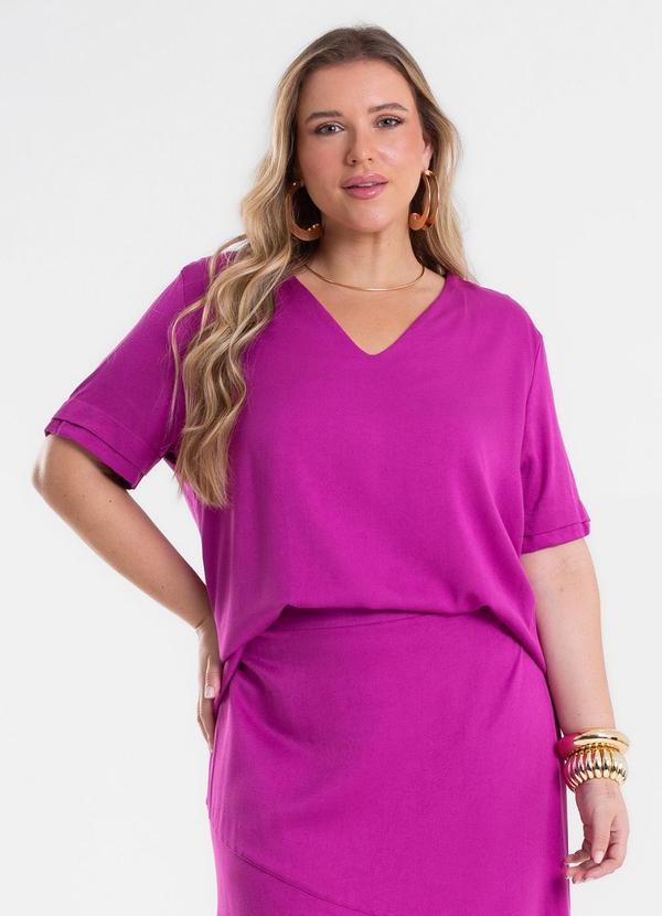 Blusa Feminina Decote V Viscose Roxo