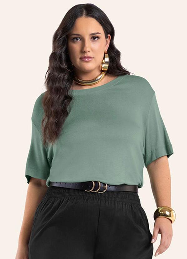 Blusa Feminina Manga Curta Viscotricot Verde