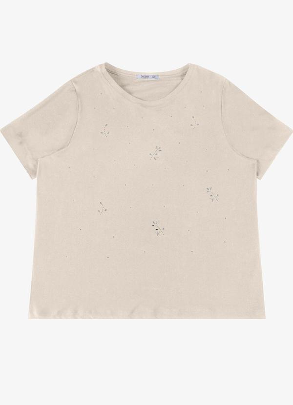 Blusa Feminina Plus Manga Curta Bege