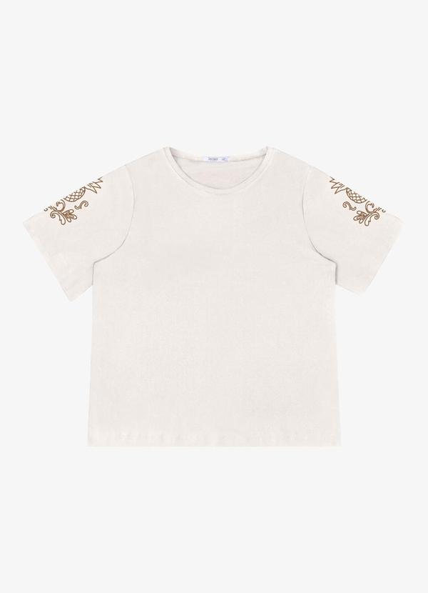 Blusa Feminina Plus Manga Curta Bege
