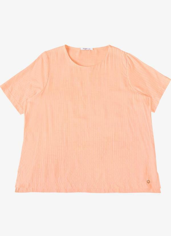 Blusa Feminina Plus Manga Curta Rosa