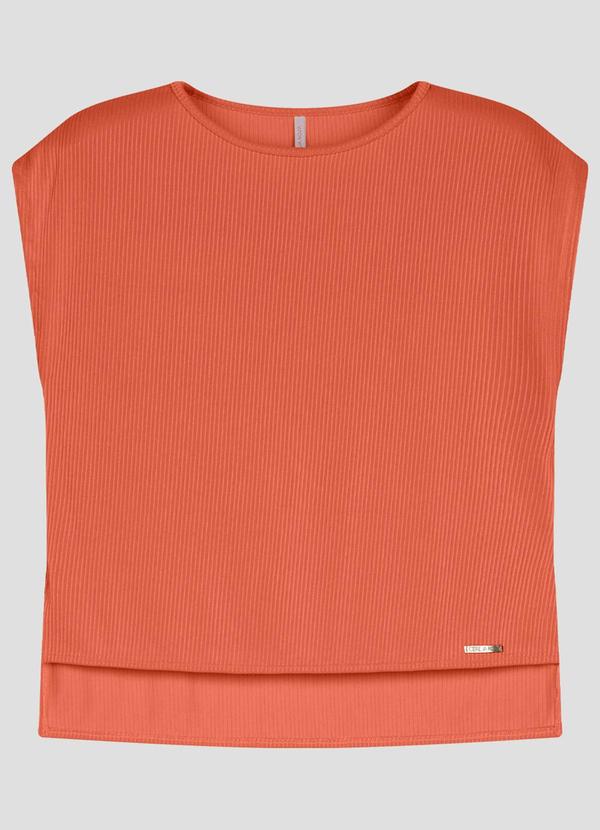 Blusa Feminina Plus Size Canelado Relevo Laranja