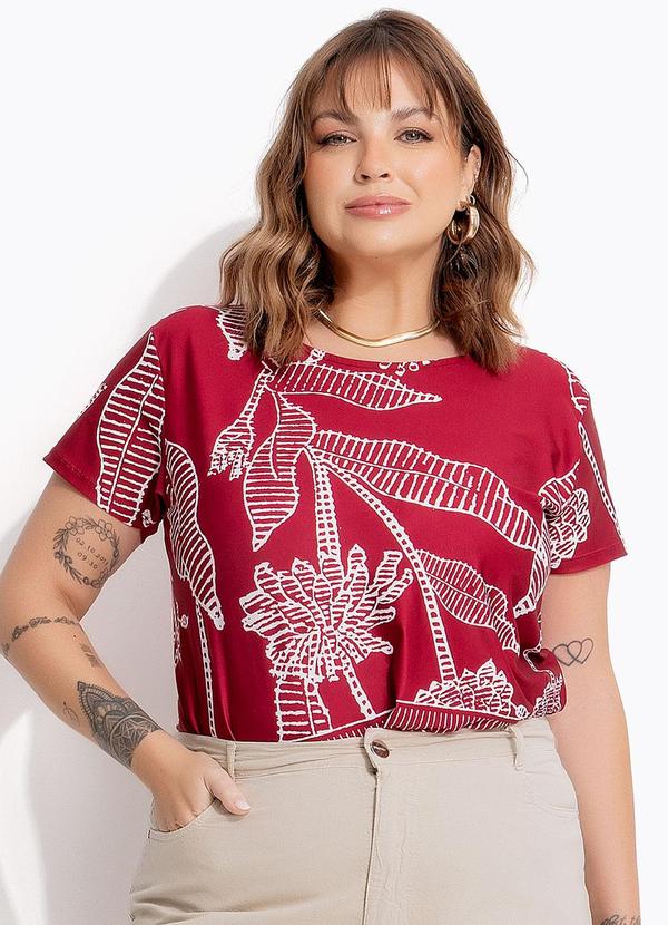 Blusa Folhagem Barrada em Malha Fria