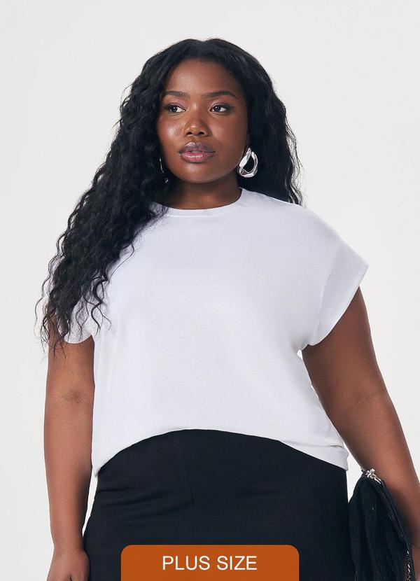 Blusa Lisa de Manga Curta Branca