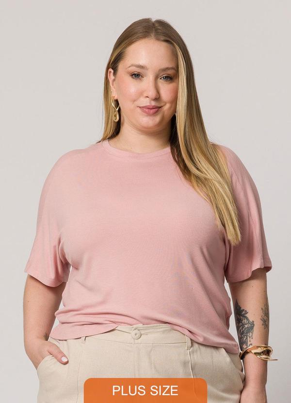 Blusa Lisa de Manga Curta Rosa