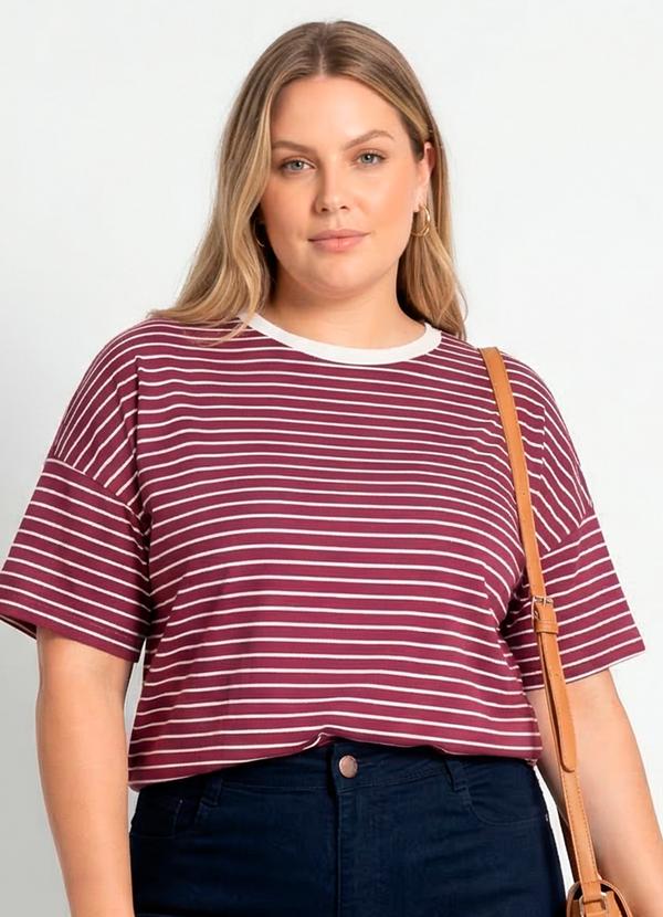 Blusa Listrado Roxo em Meia Malha