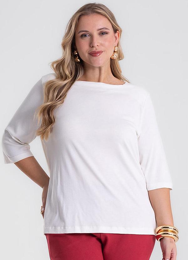 Blusa Manga 3/4 Plus Size Bege