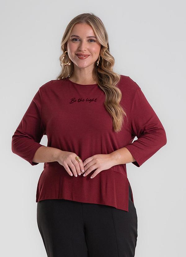 Blusa Manga 3/4 Plus Size Vermelho