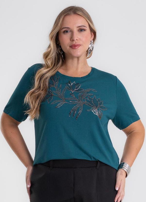 Blusa Manga Curta com Estampa Plus Verde