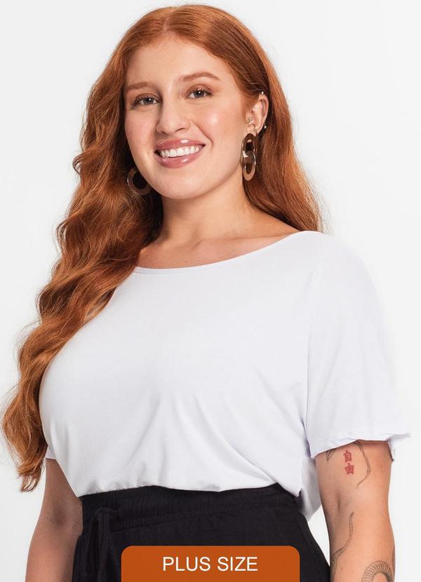 Blusa Manga Curta Feminina Plus Size Branco